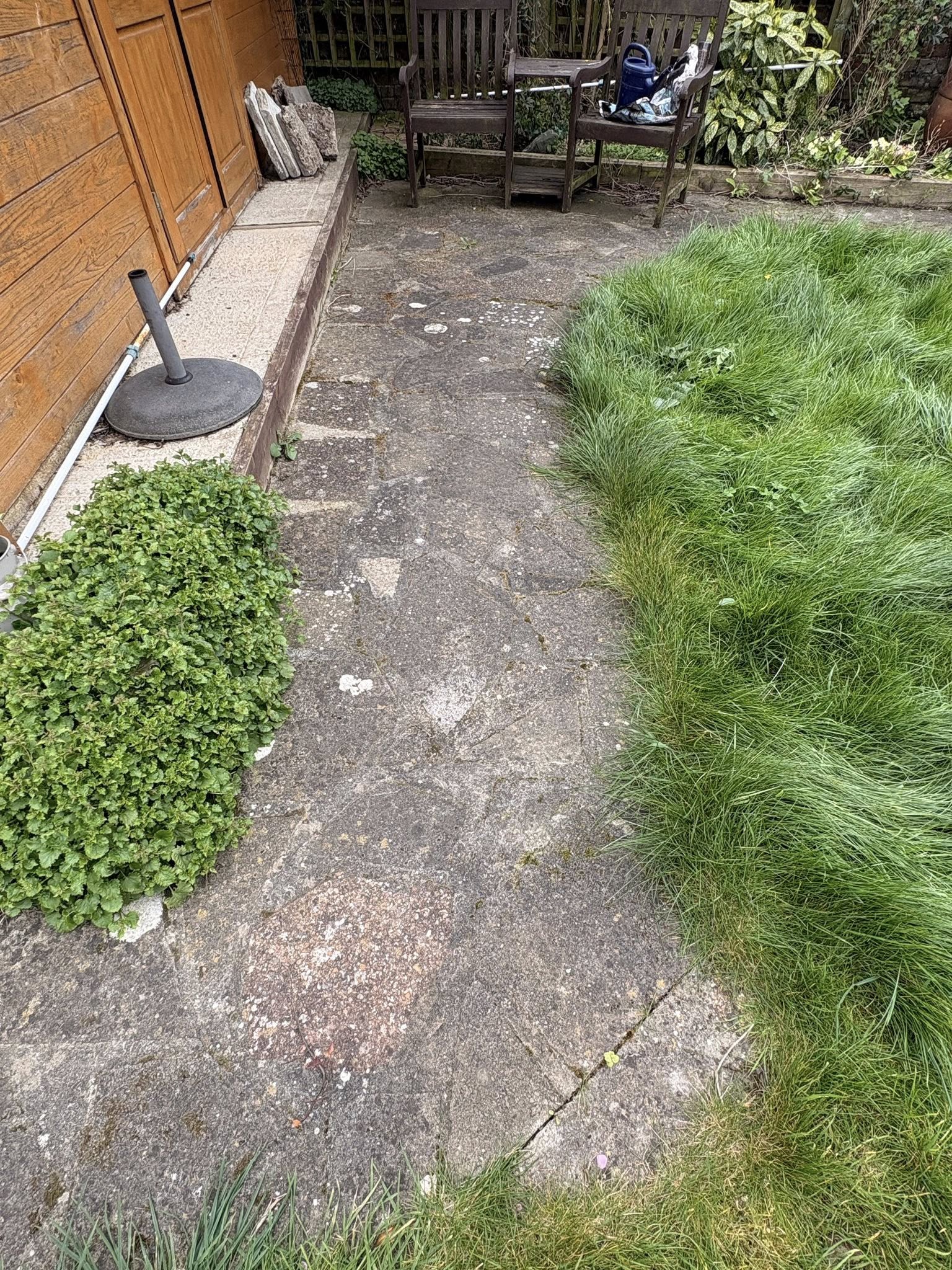 Outdoor patio area before cleaning