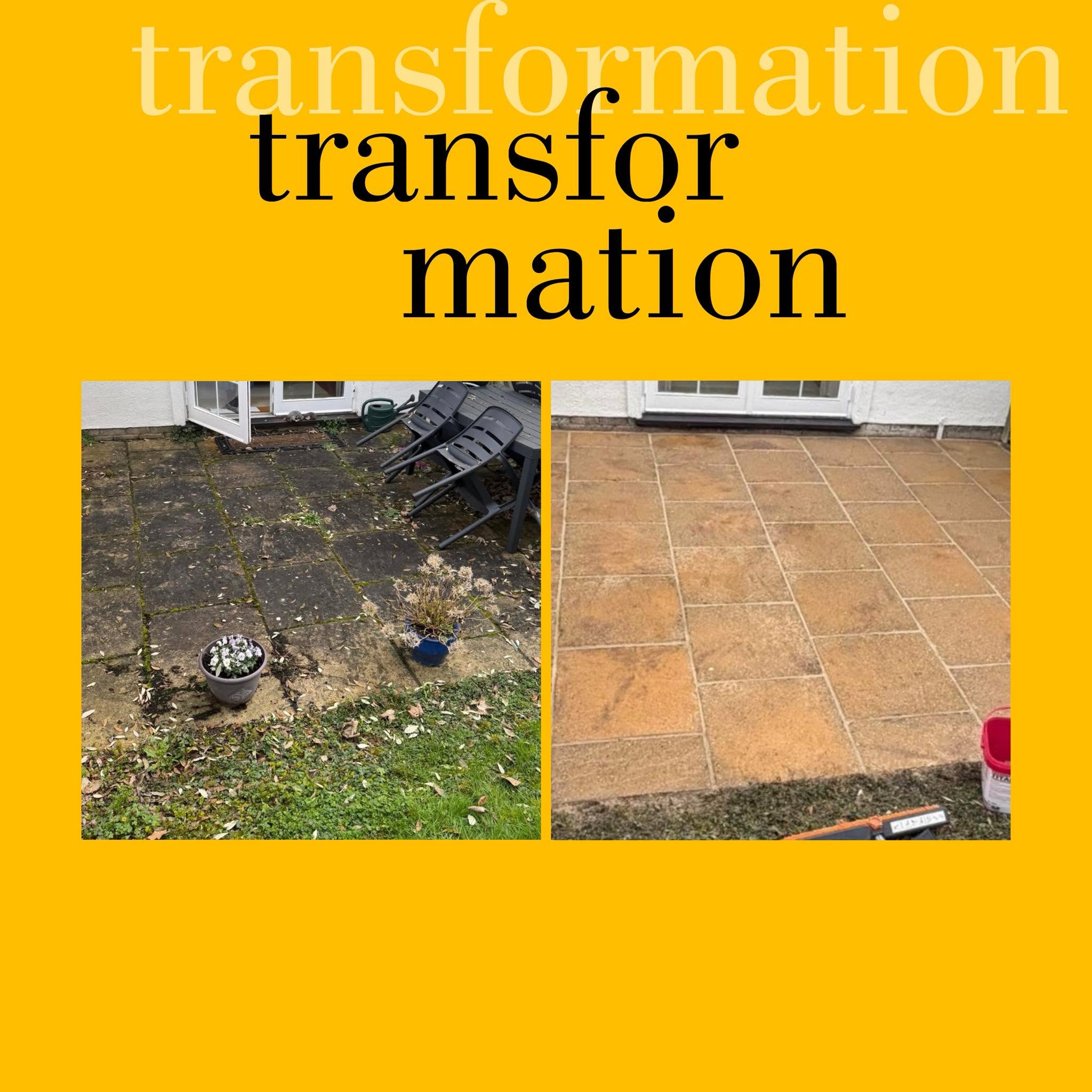 Before and after patio cleaning transformation comparison